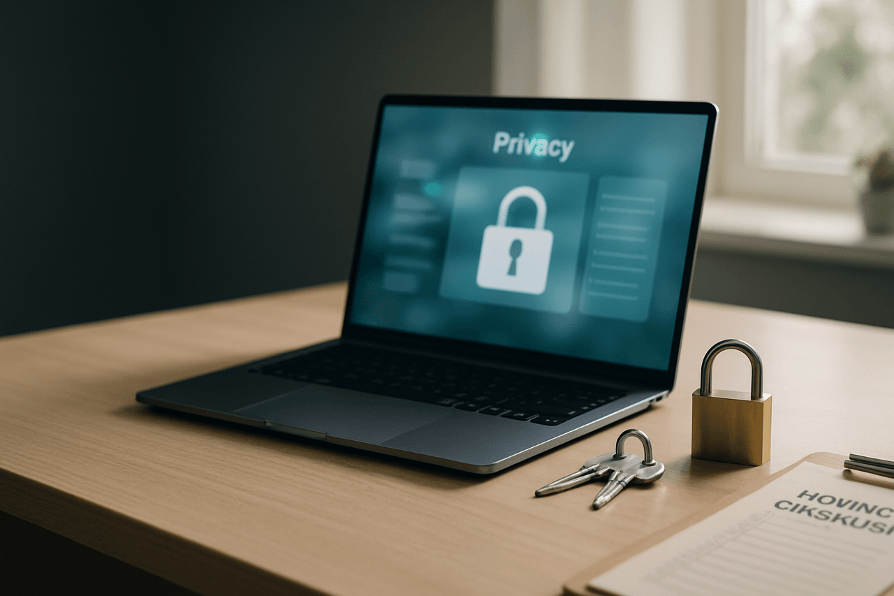 Secure digital privacy concept with protected personal moving information
