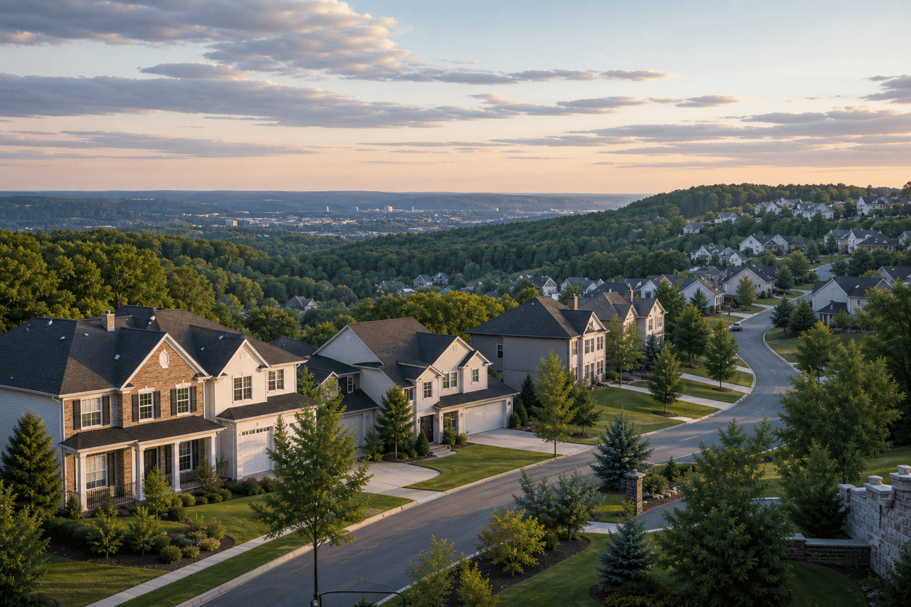 Hoover Alabama suburban neighborhoods with tree-lined streets and rolling hills — best movers in Hoover