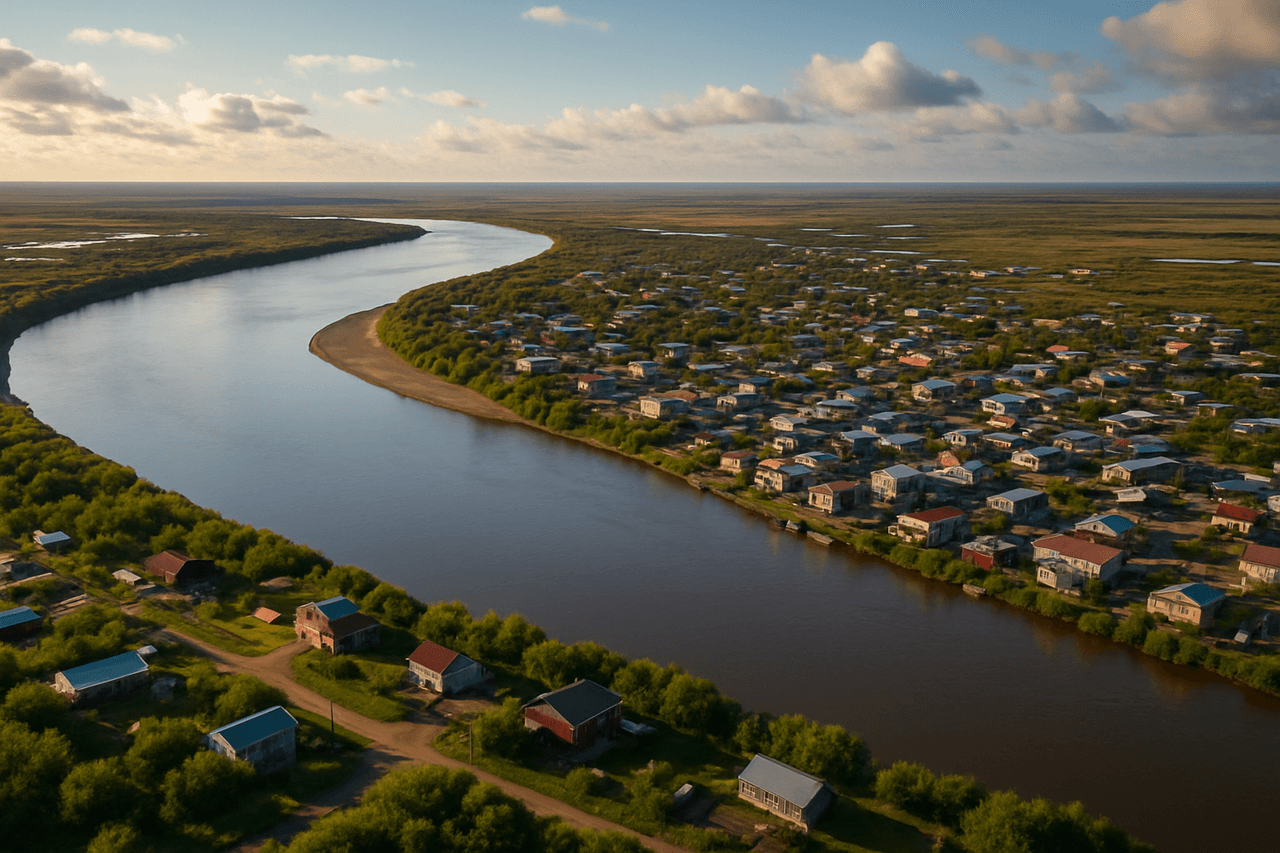 Kuskokwim River flowing through Bethel