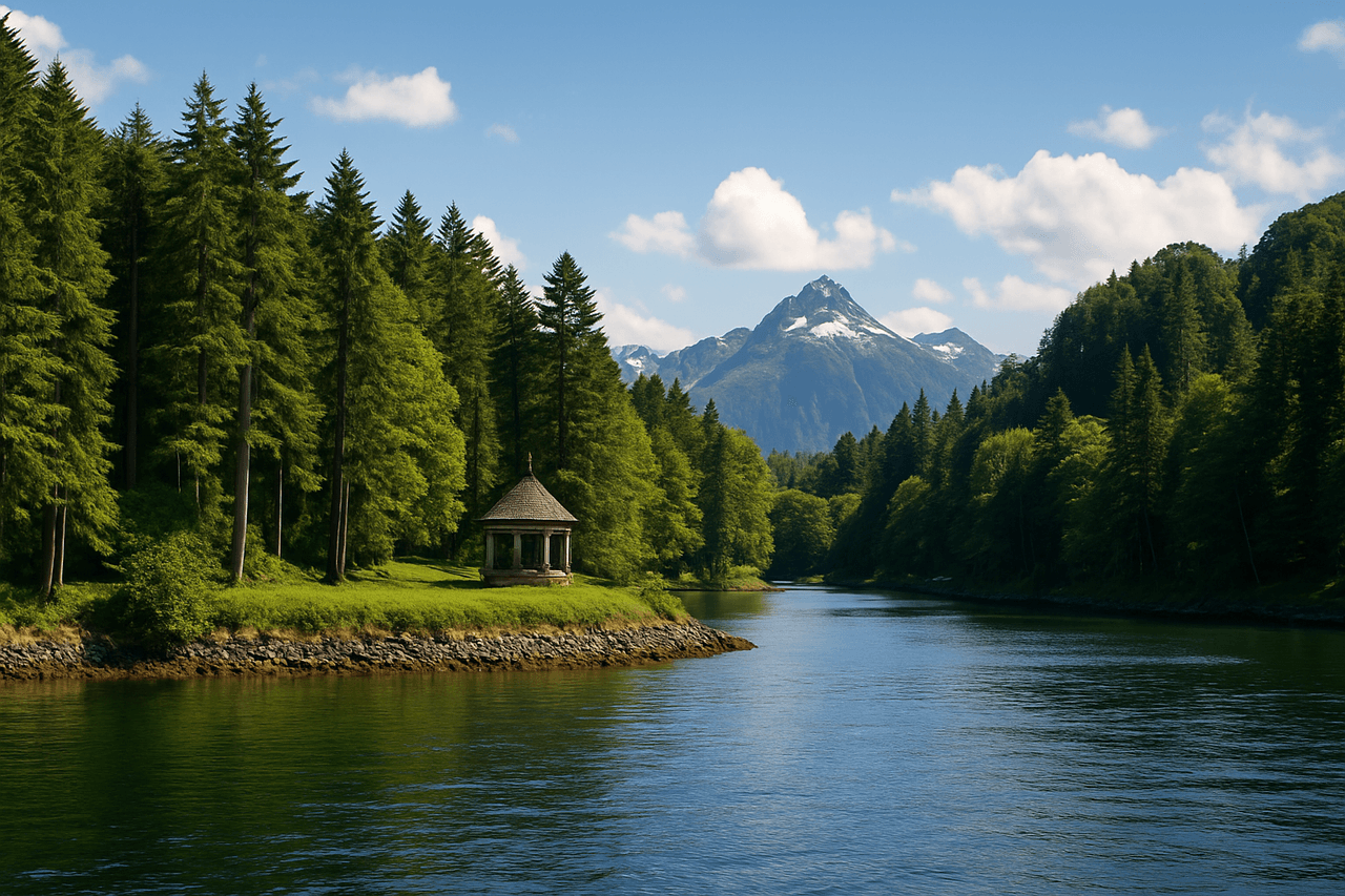 Sitka Sound with lush forests