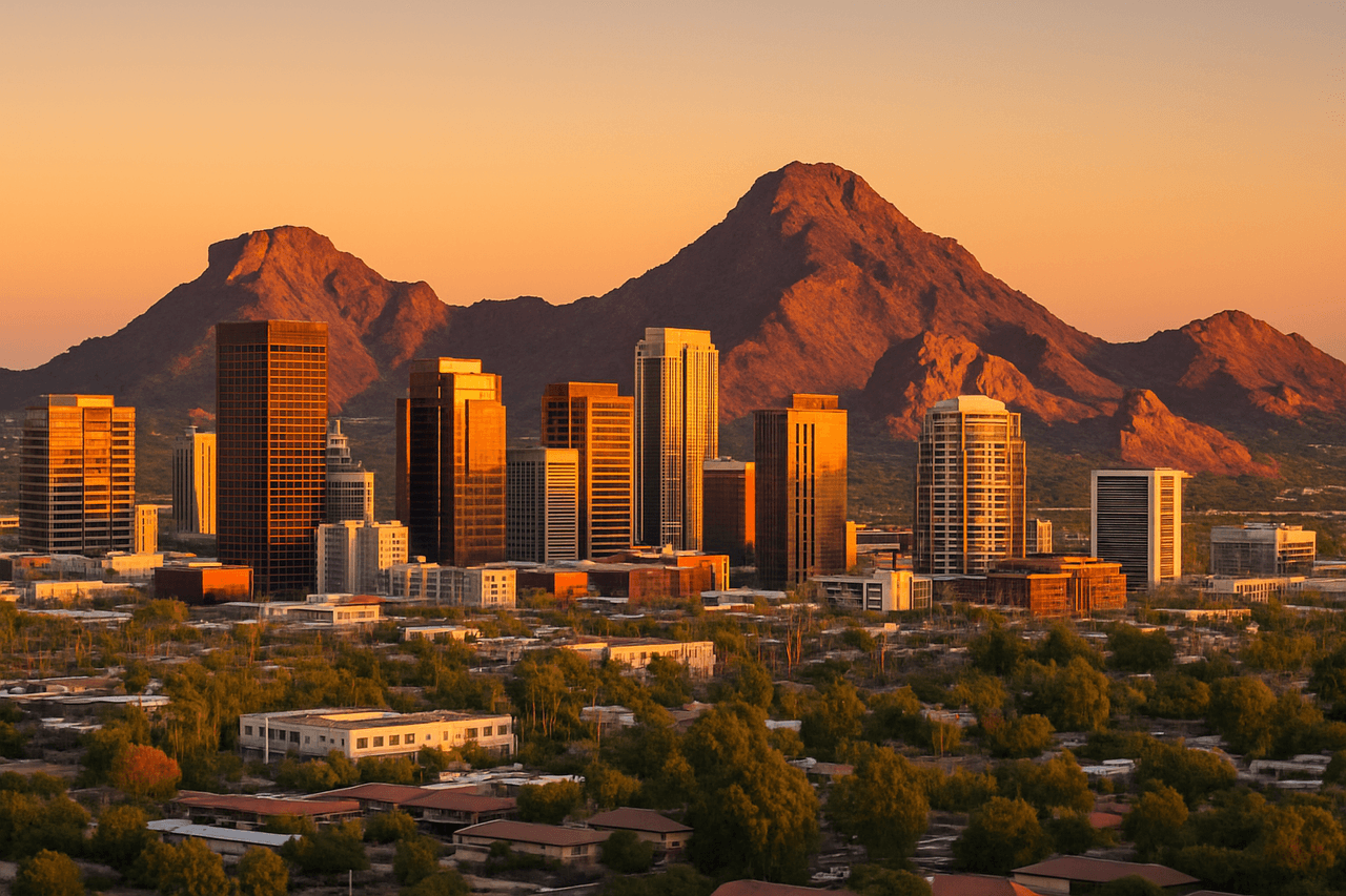 Phoenix skyline with Camelback Mountain in the background