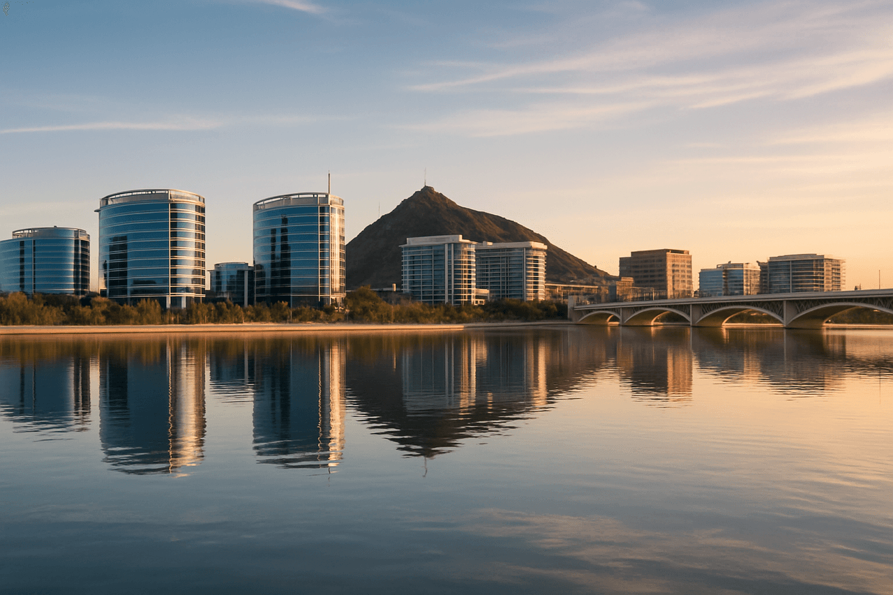 Tempe Town Lake with cityscape in the background