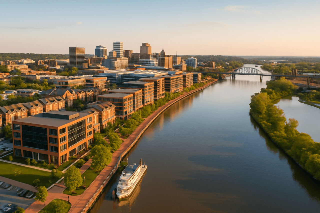 Riverfront Wilmington Delaware — Wilmington Riverfront with Christina River and city skyline