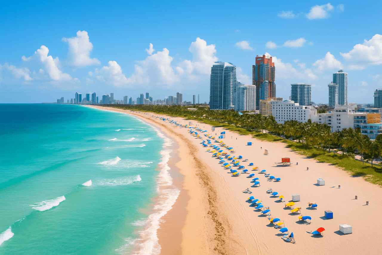 Miami Beach and skyline, Florida