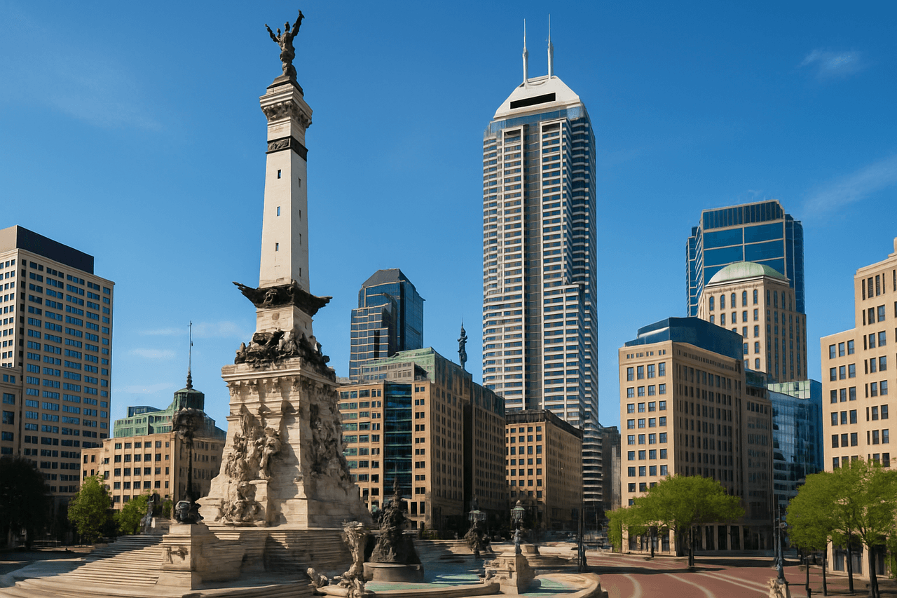 Skyline of Indianapolis with the Soldiers and Sailors Monument
