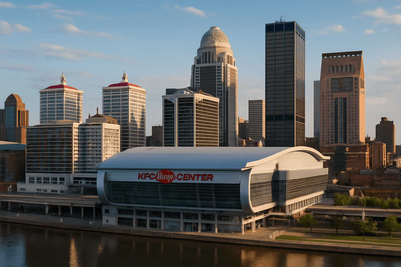 Louisville, KY skyline featuring the KFC Yum! Center