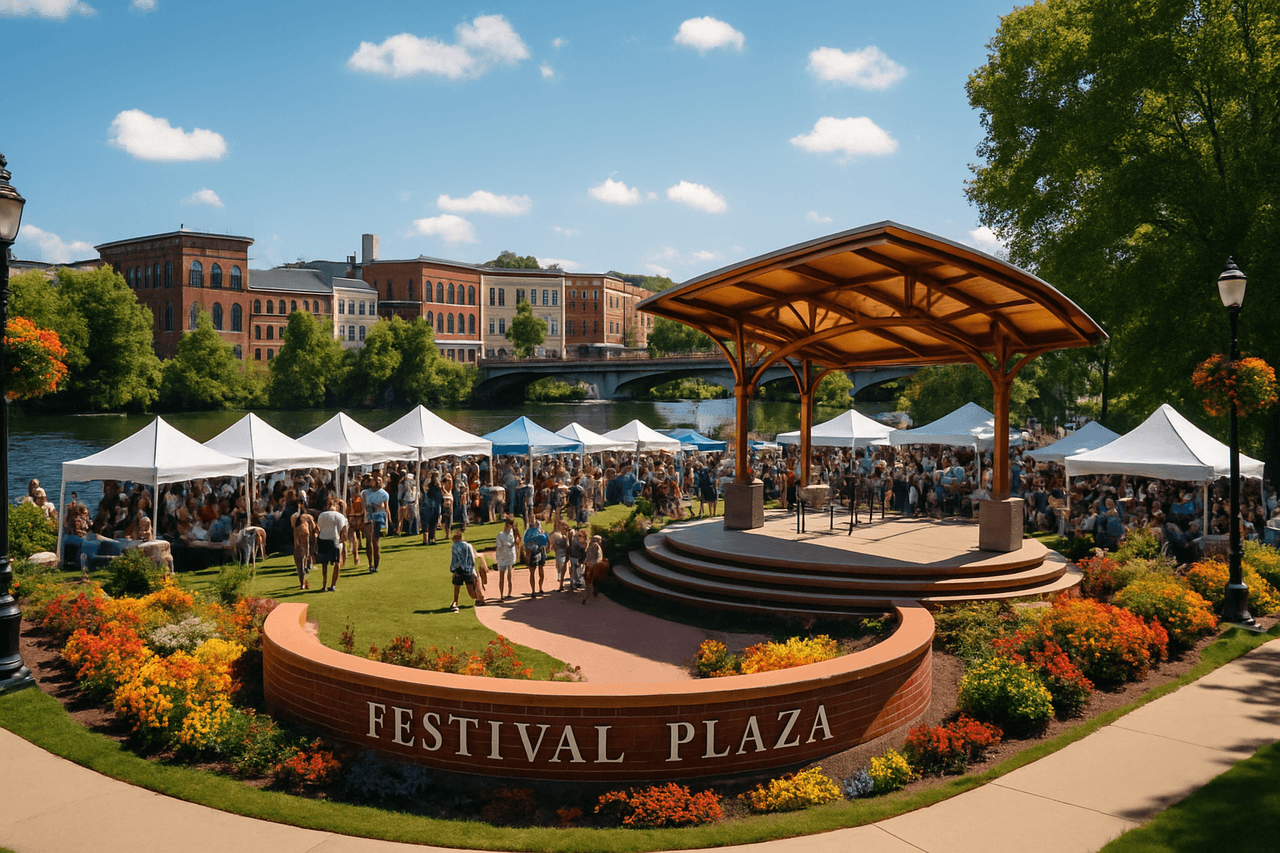 Auburn, ME - Festival Plaza with vibrant community events