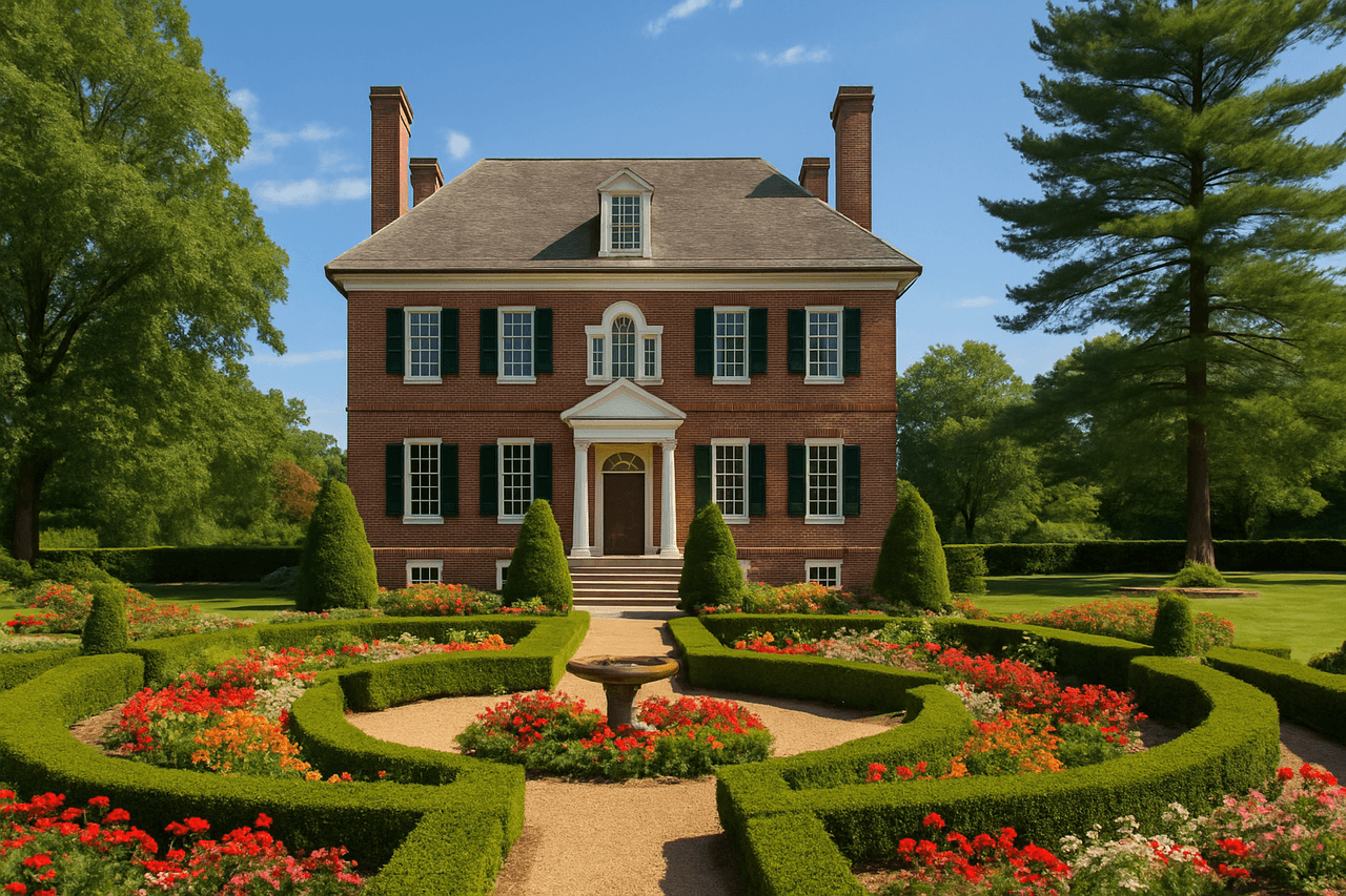 Bowie's historic Belair Mansion surrounded by lush gardens