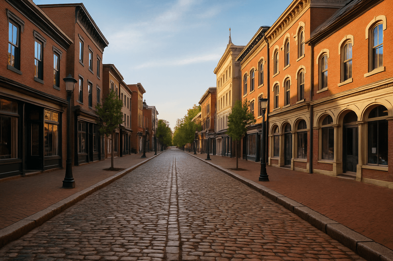 Historic downtown Frederick with charming streets and architecture