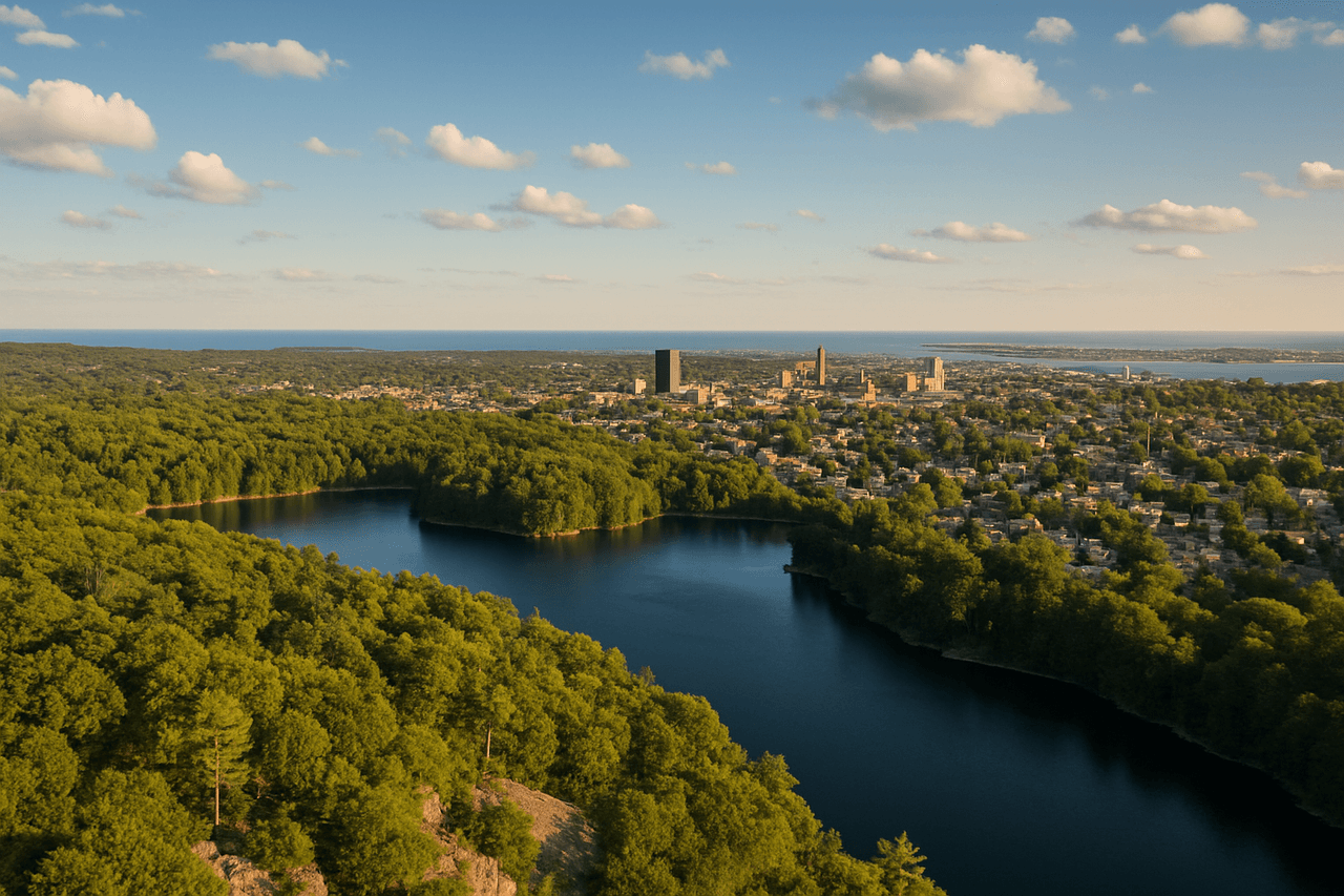 Lynn skyline with Lynn Woods Reservation
