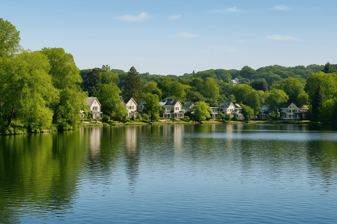 Newton skyline with Crystal Lake