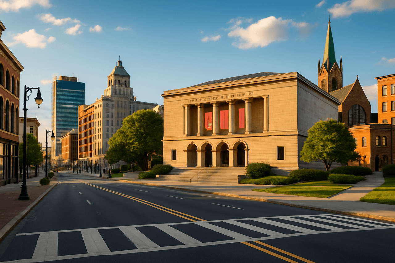 Worcester skyline with Worcester Art Museum