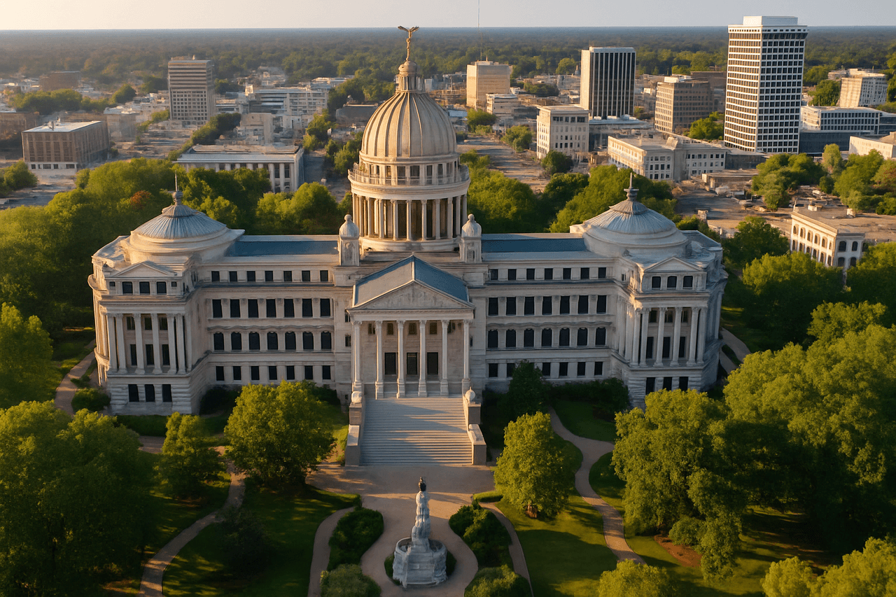 Jackson, MS with the Mississippi State Capitol