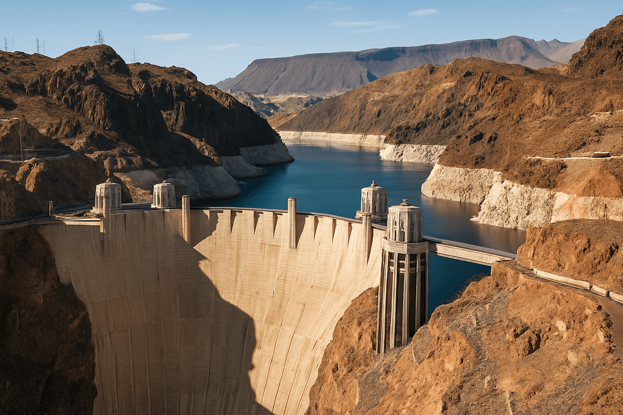 Hoover Dam near Boulder City with its impressive structure