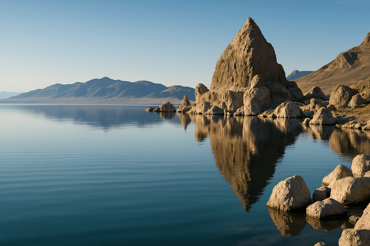 Pyramid Lake near Fernley with its unique rock formations