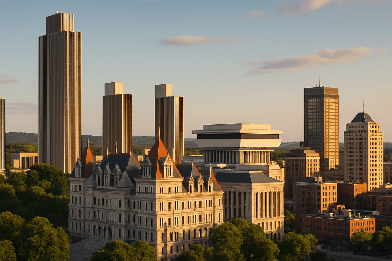 Albany skyline with New York State Capitol