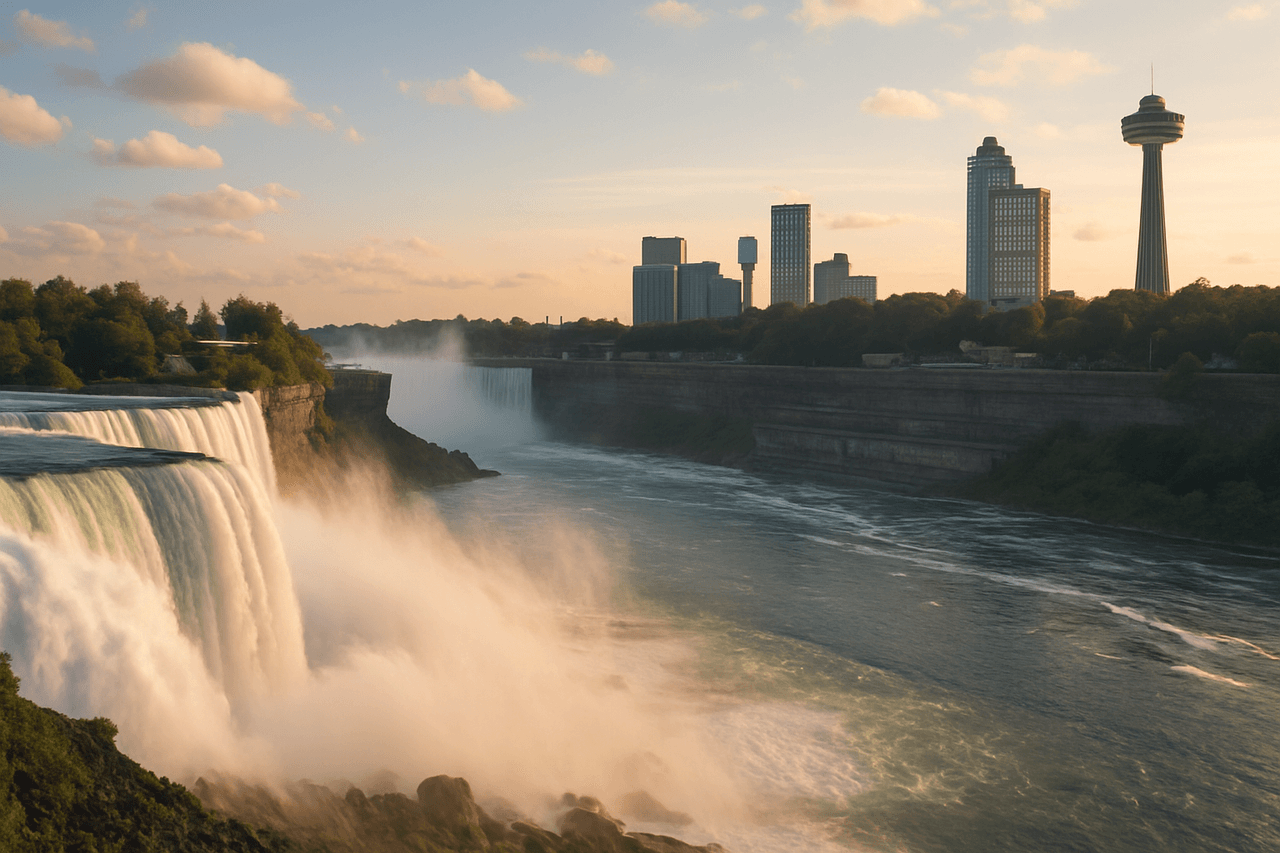 Buffalo cityscape with Niagara Falls