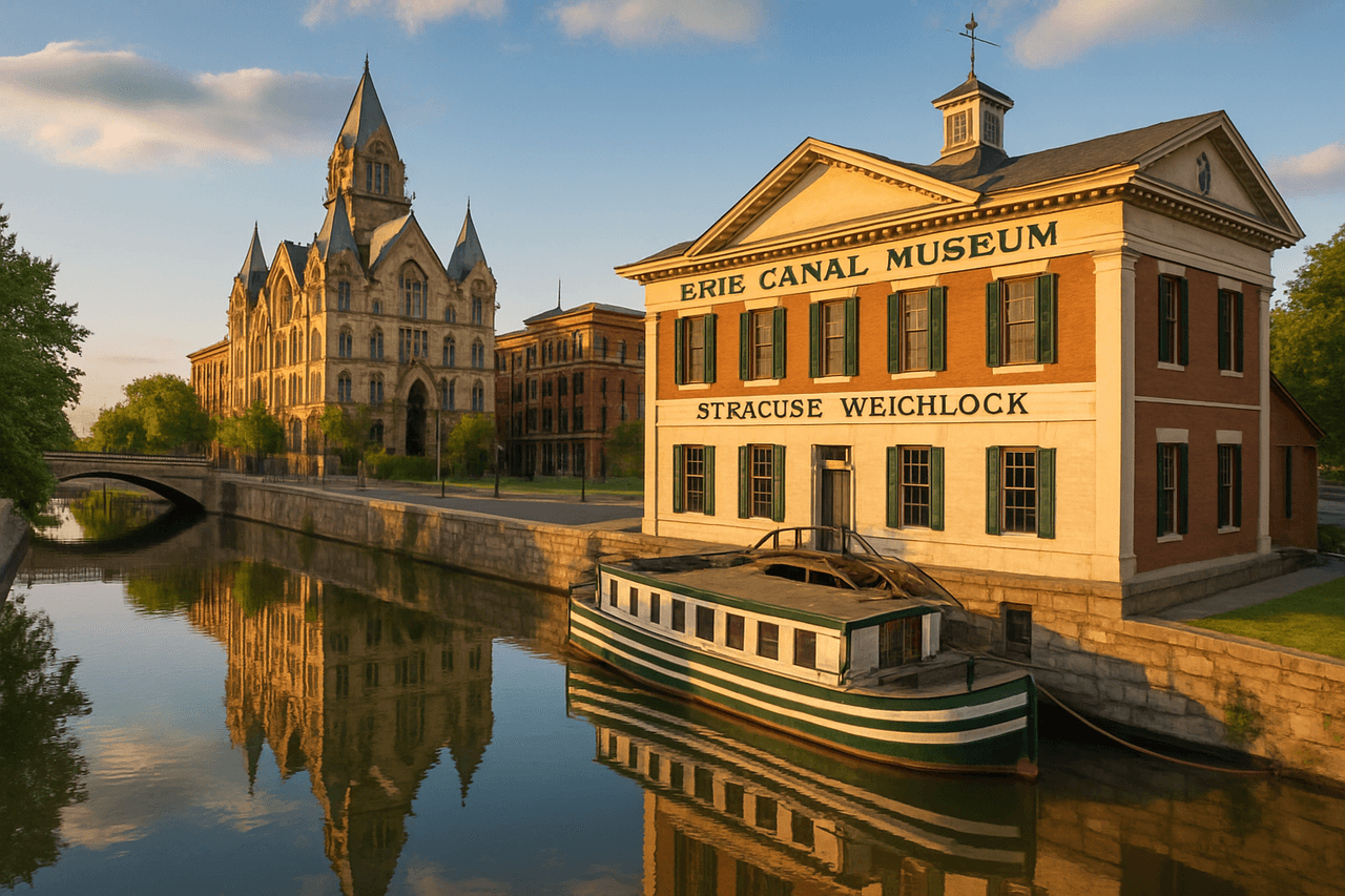 Syracuse cityscape with Erie Canal Museum