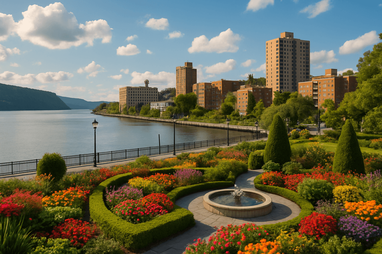 Yonkers along the Hudson River