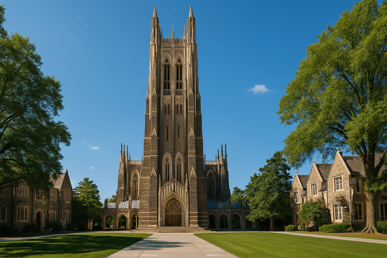 Iconic Duke Chapel on the campus of Duke University in Durham