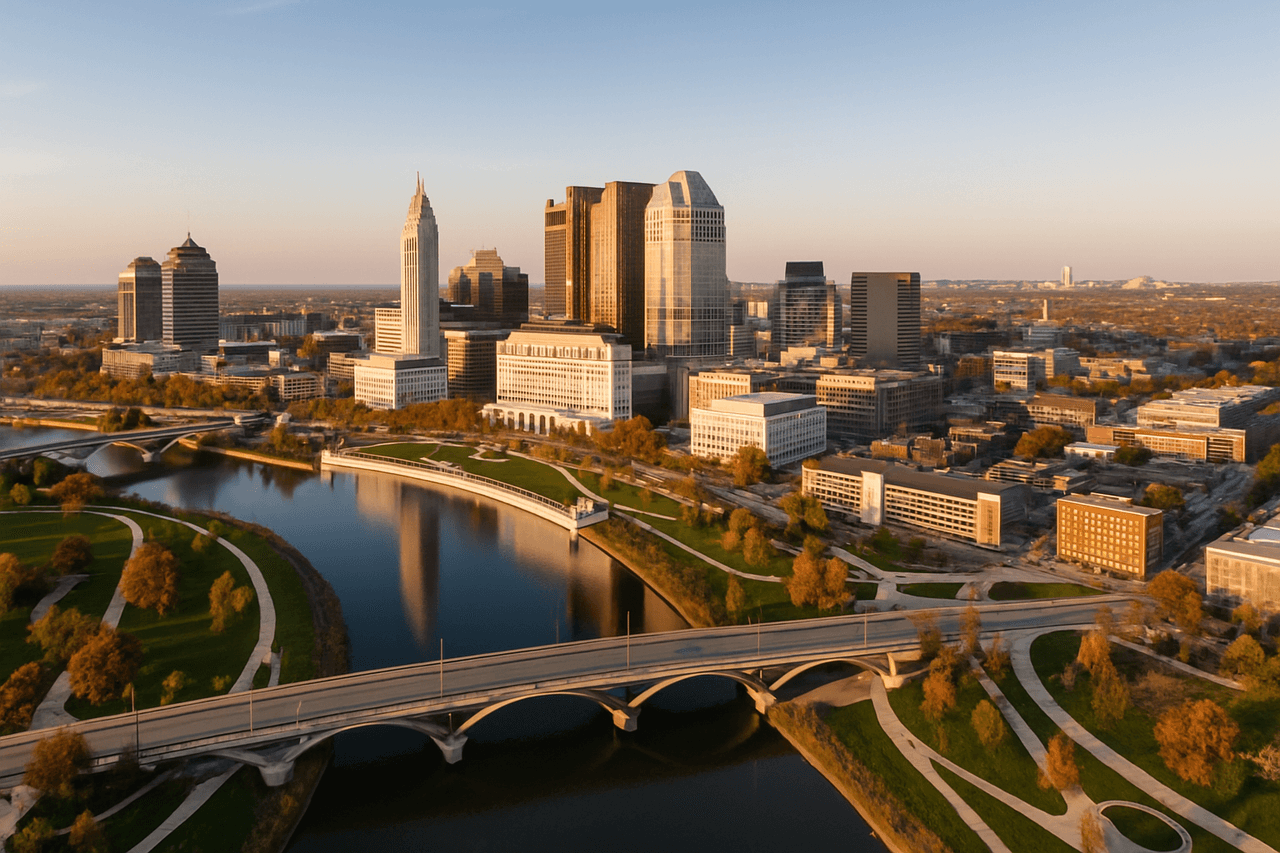 Columbus, Ohio featuring Ohio State University and the Scioto Mile