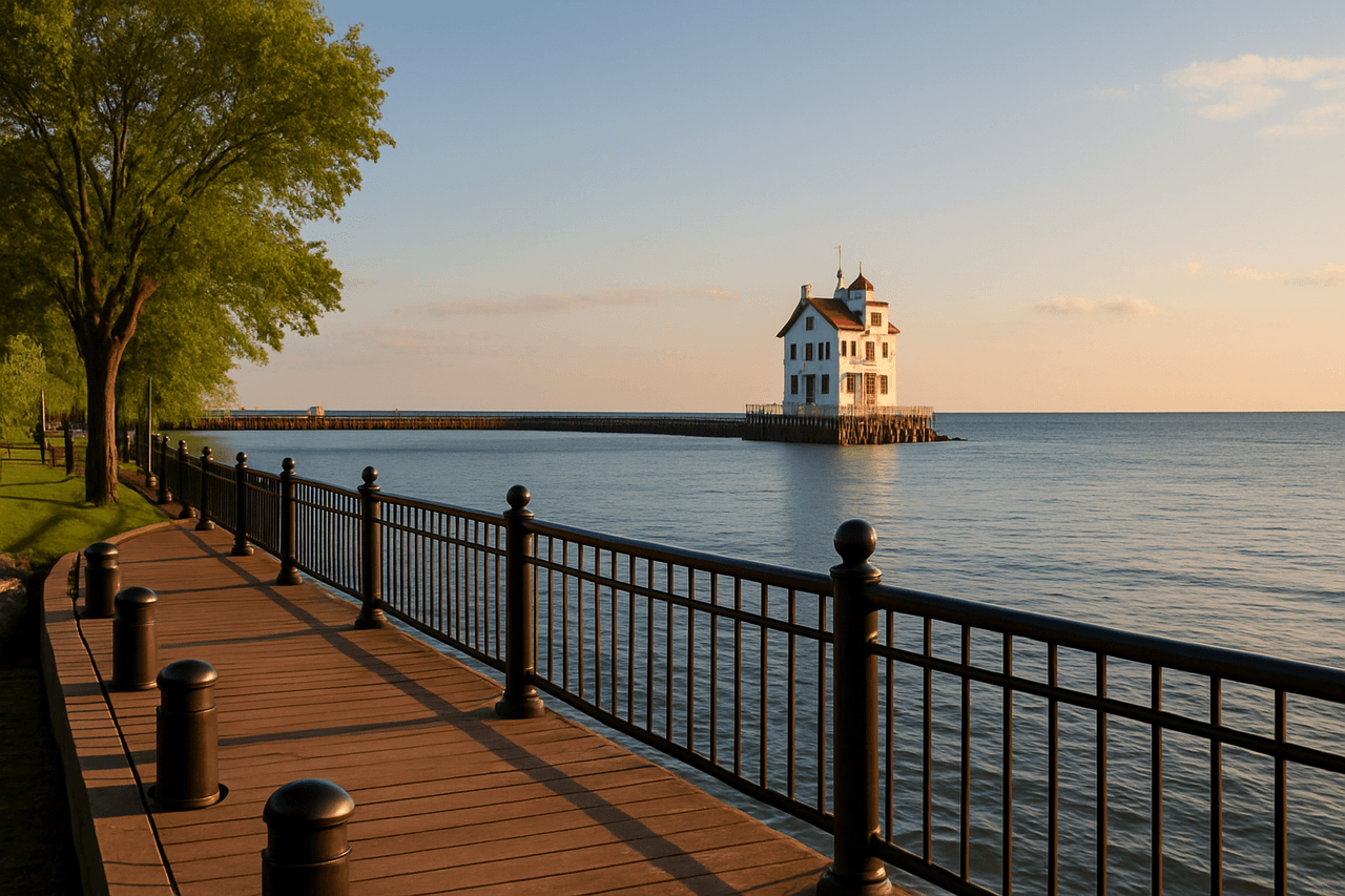 Downtown Lorain Ohio — Lorain, Ohio featuring Black River Landing and the Lorain Lighthouse