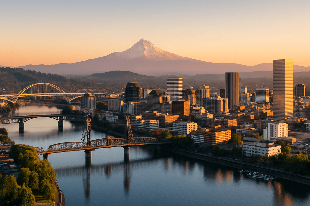 Portland skyline with Mount Hood in the background