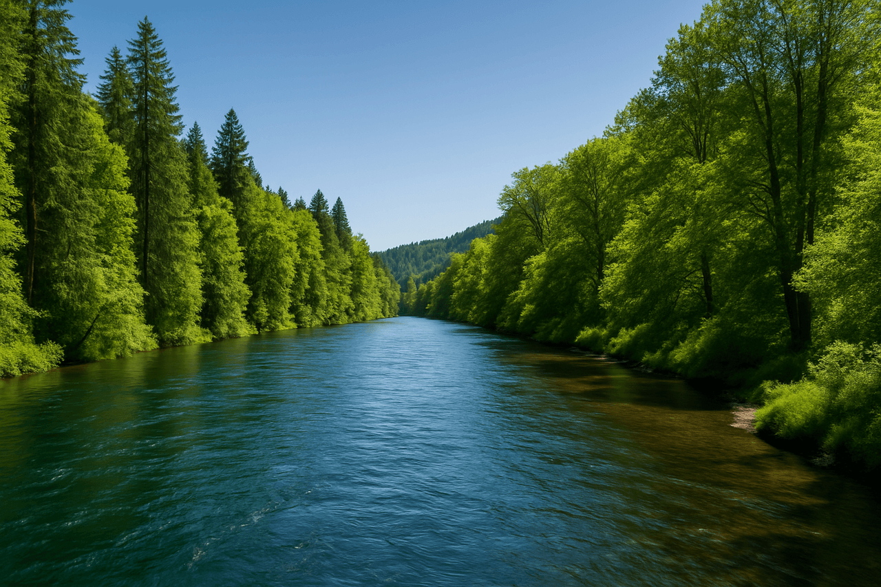 Downtown Springfield Springfield Oregon — McKenzie River flowing through Springfield