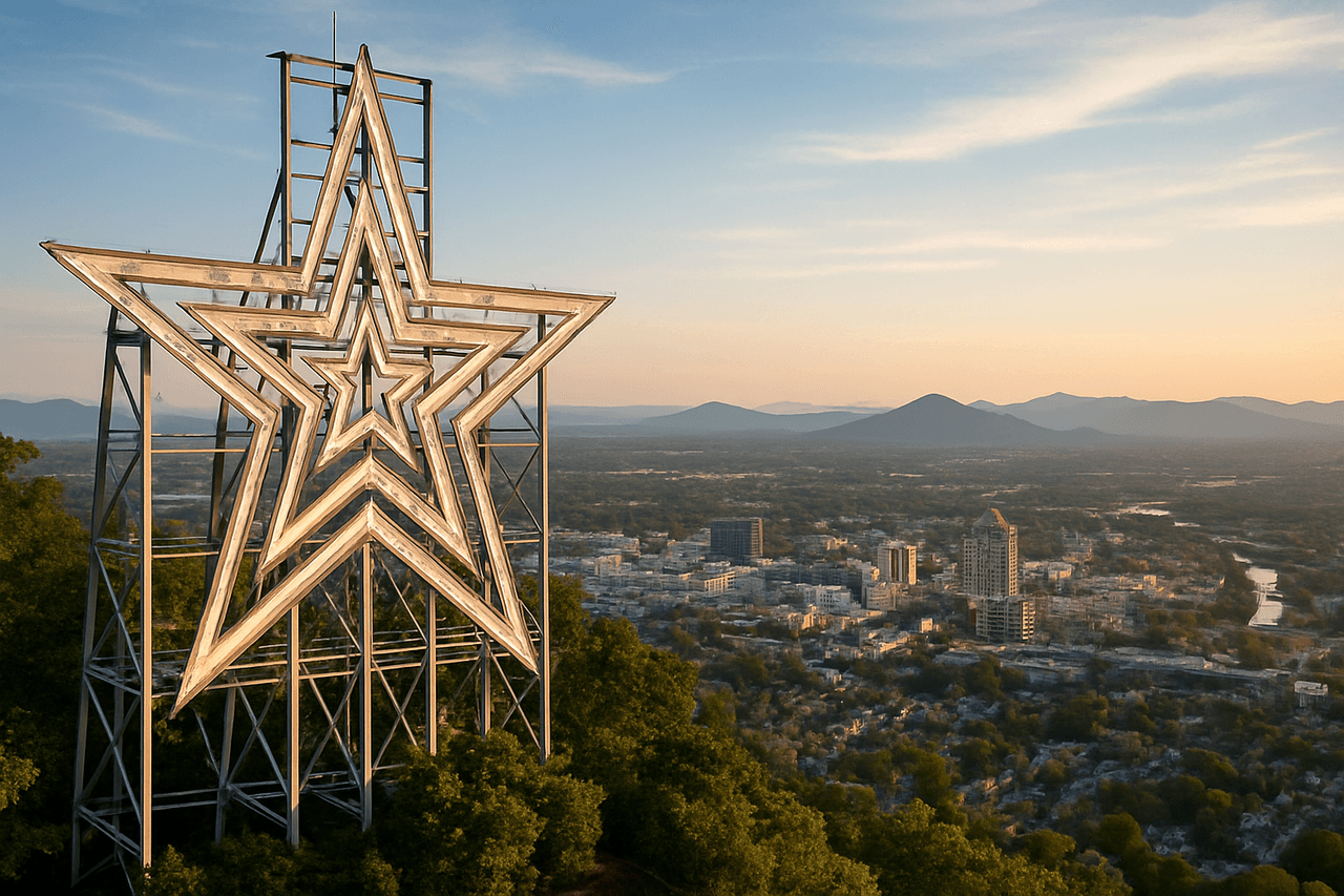 The iconic Mill Mountain Star overlooking Roanoke