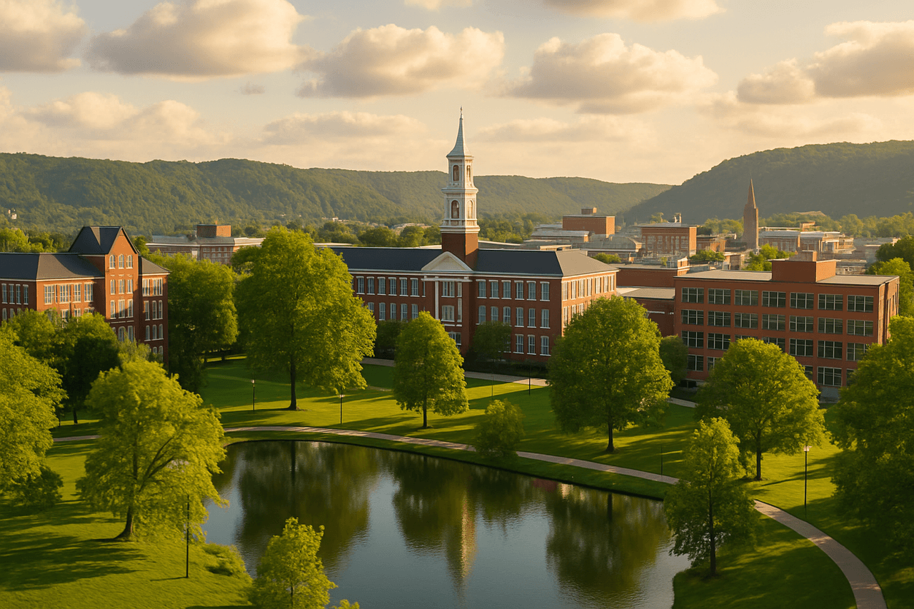 Huntington WV with Marshall University campus