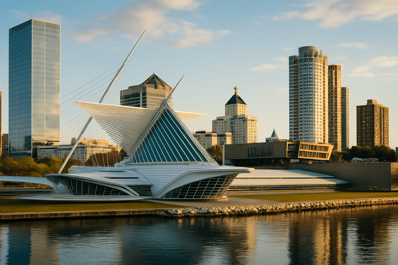 Milwaukee skyline with Milwaukee Art Museum
