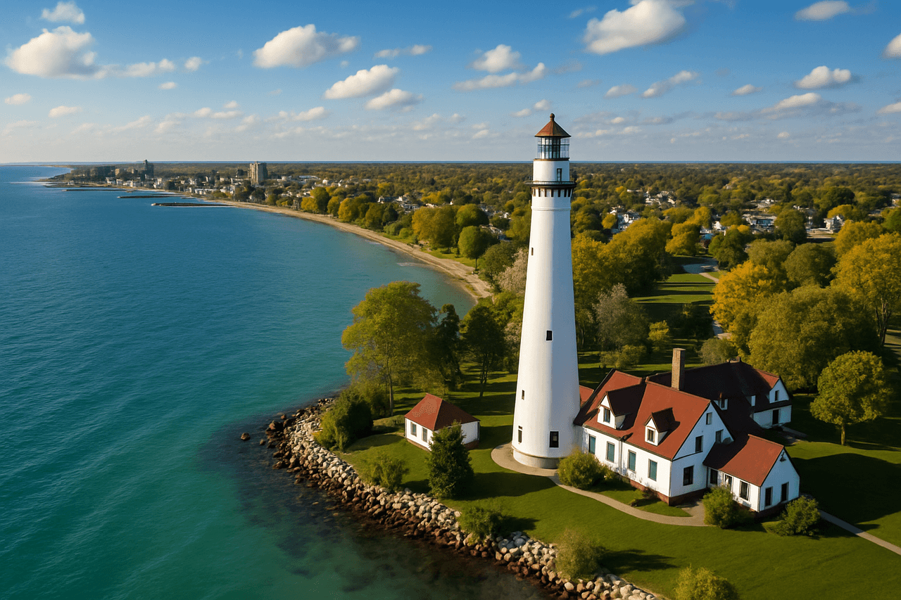 Racine with Wind Point Lighthouse
