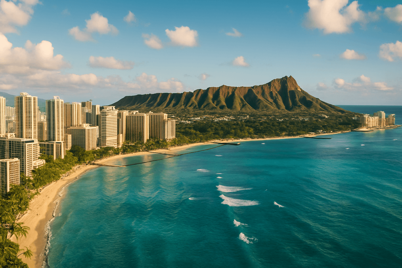 A picturesque view of Hawaii's coastline