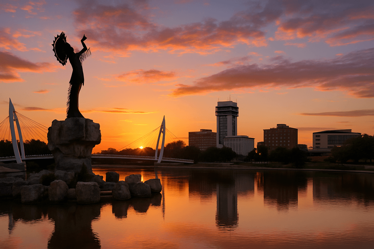 Kansas landscape with key landmarks
