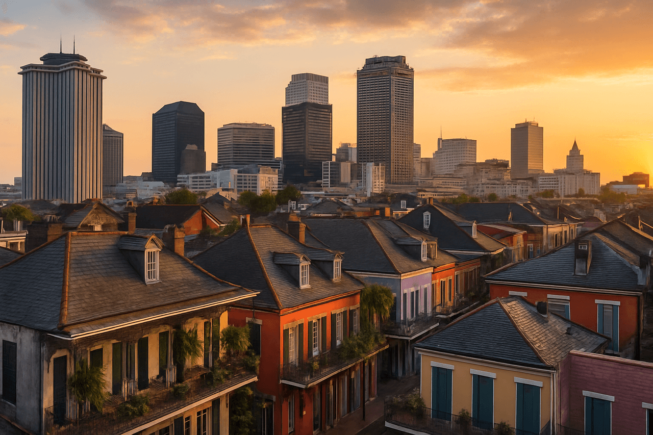 Louisiana skyline with popular landmarks