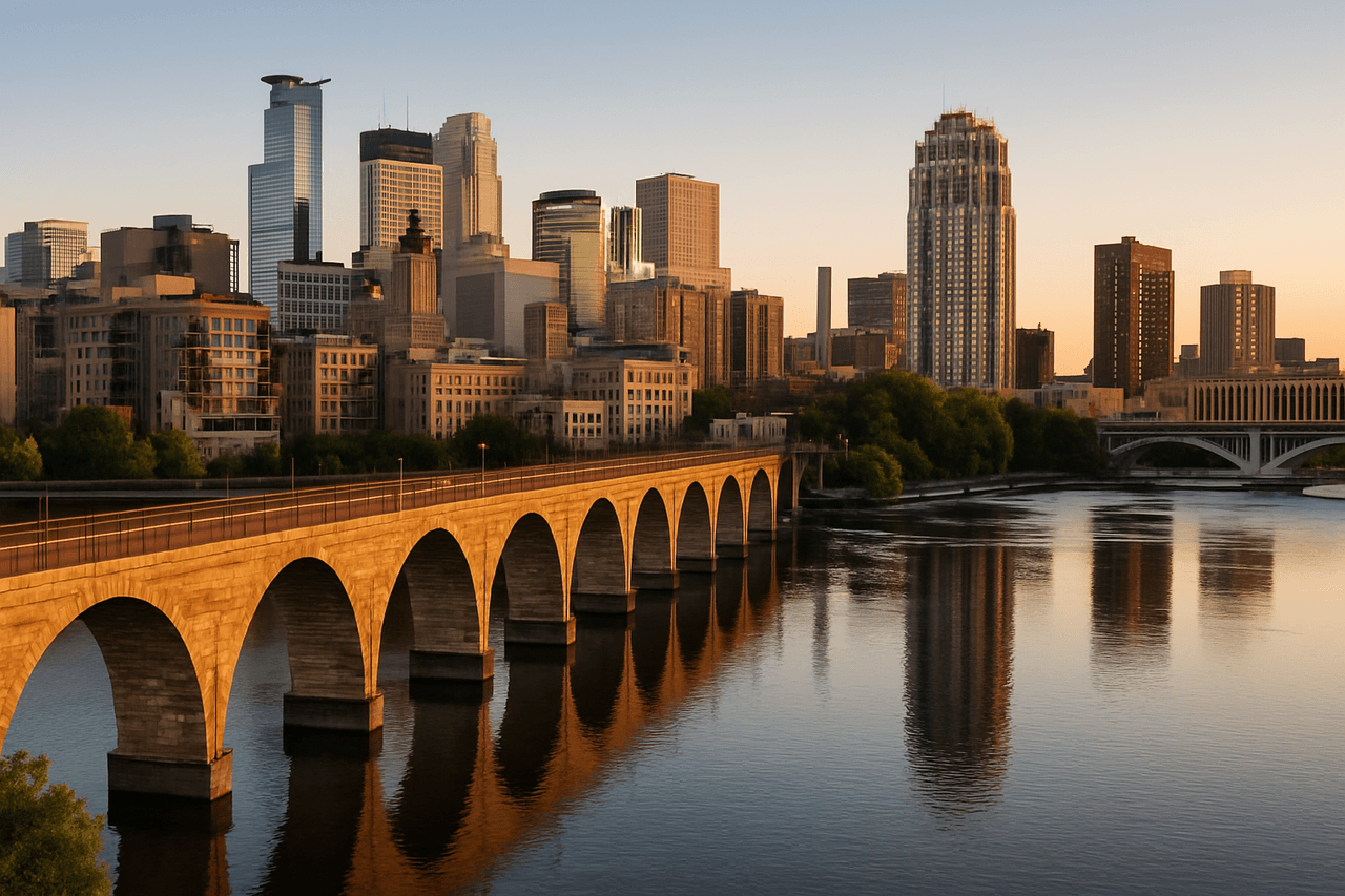 Minnesota skyline with popular landmarks