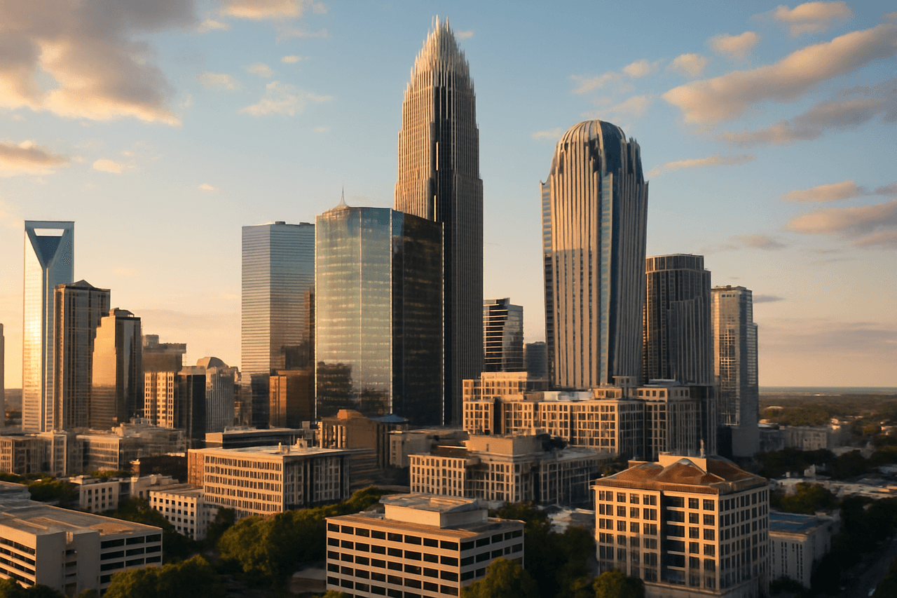 Skyline of Charlotte with Bank of America Corporate Center