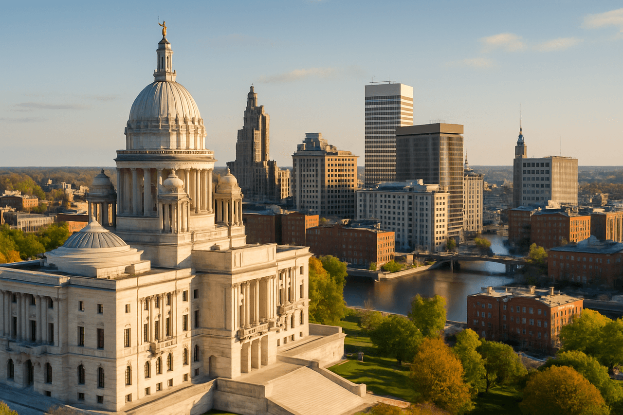Rhode Island's scenic landmarks and moving trucks