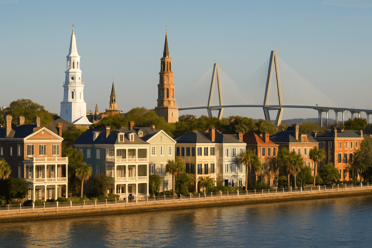 Iconic South Carolina landmarks including beaches and historic sites