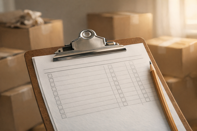 Detailed inventory checklist for a household move