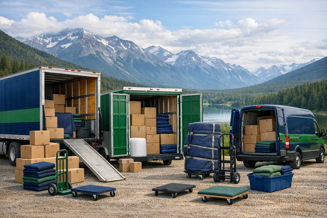 A variety of moving options including trucks and containers