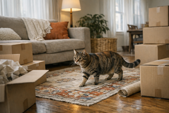 Cat exploring new home