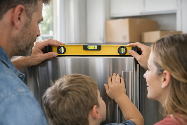 Checking fridge level after moving