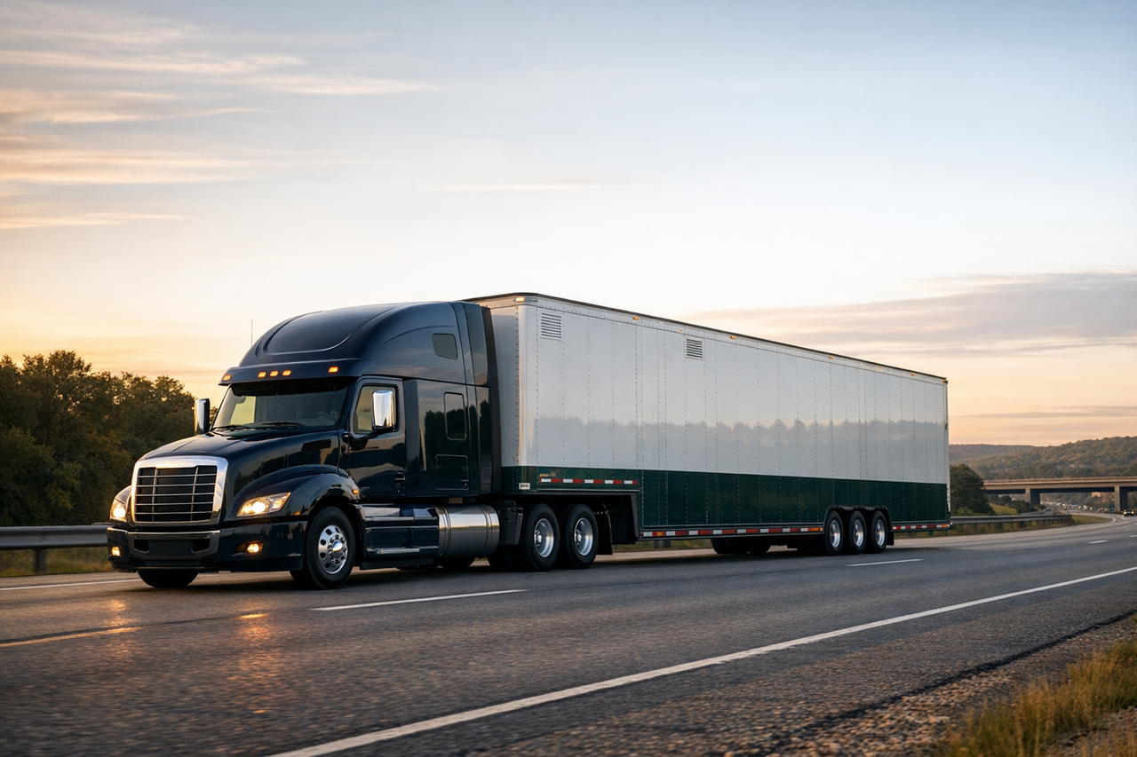 Interstate moving truck on the highway
