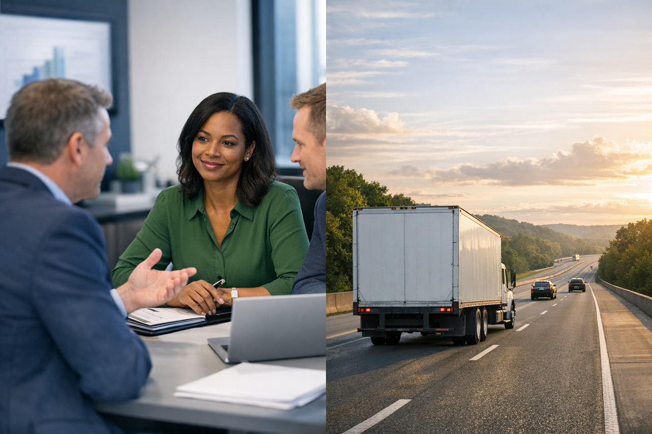 Comparison between a moving broker's office and a moving carrier's truck