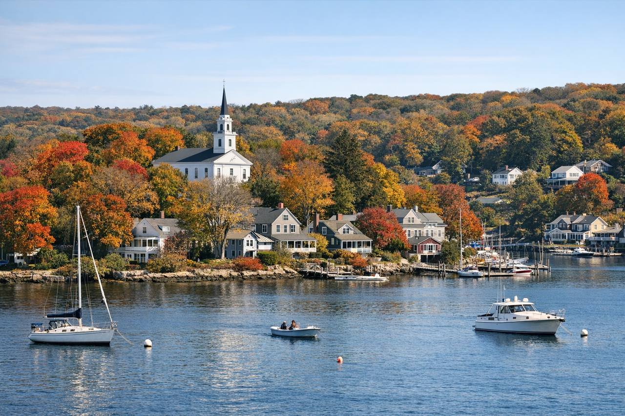 Scenic view of a Connecticut shoreline town