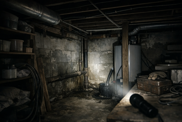 Inspecting a basement for pests