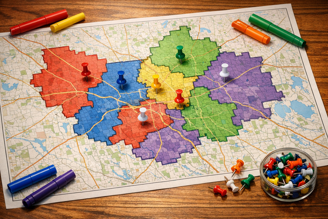 Map highlighting ZIP code areas with different insurance rate factors