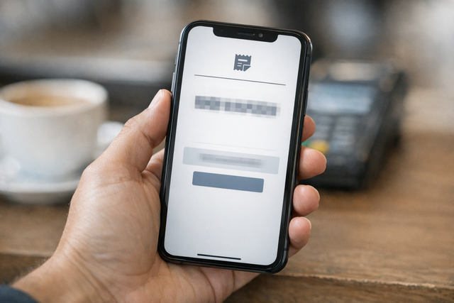 A person holding a smartphone showing a USCIS receipt number.