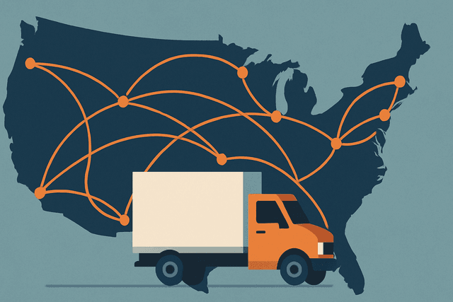 Map showing popular moving routes across the United States